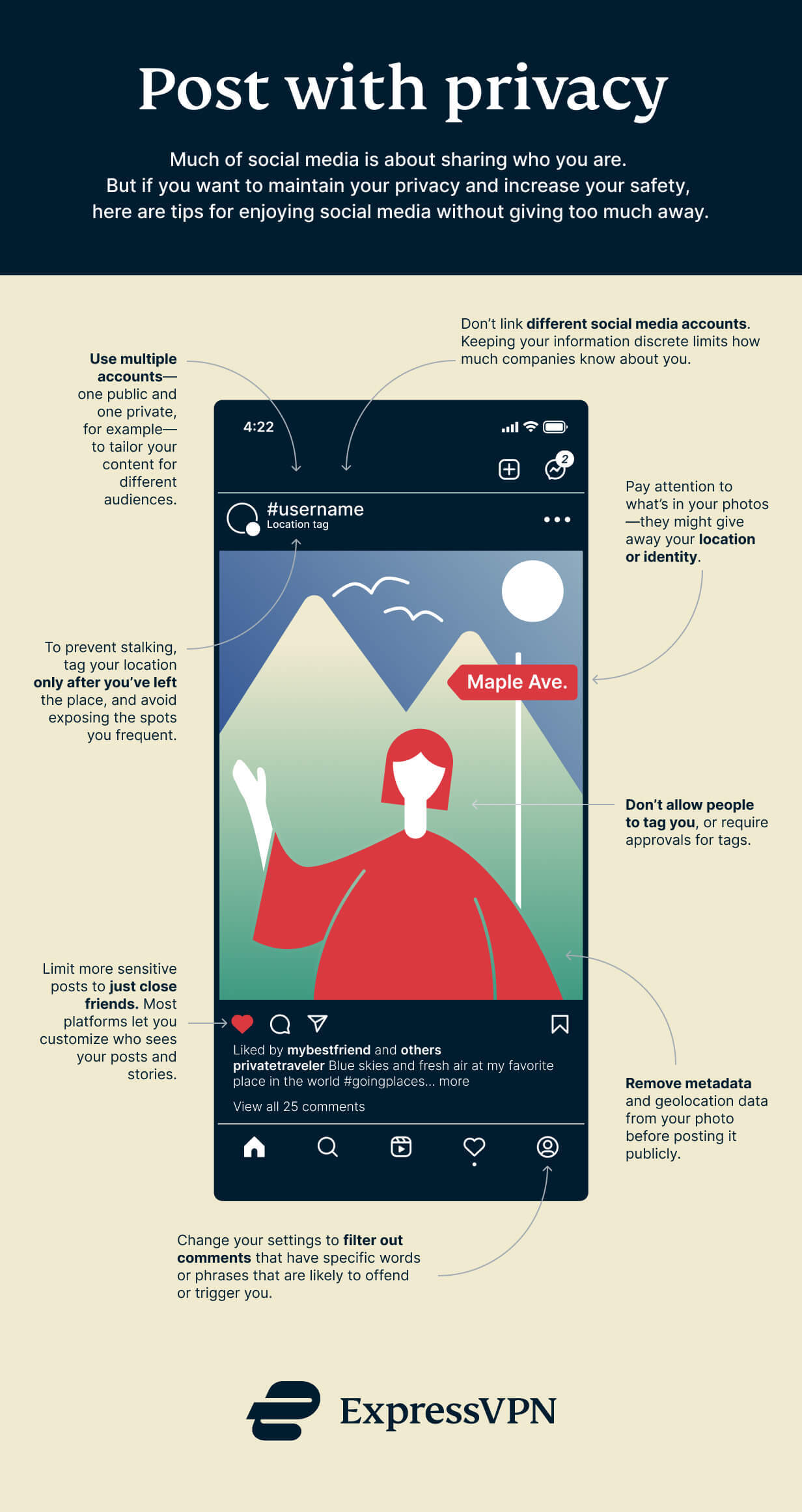 Infographic on safely posting pictures to social media