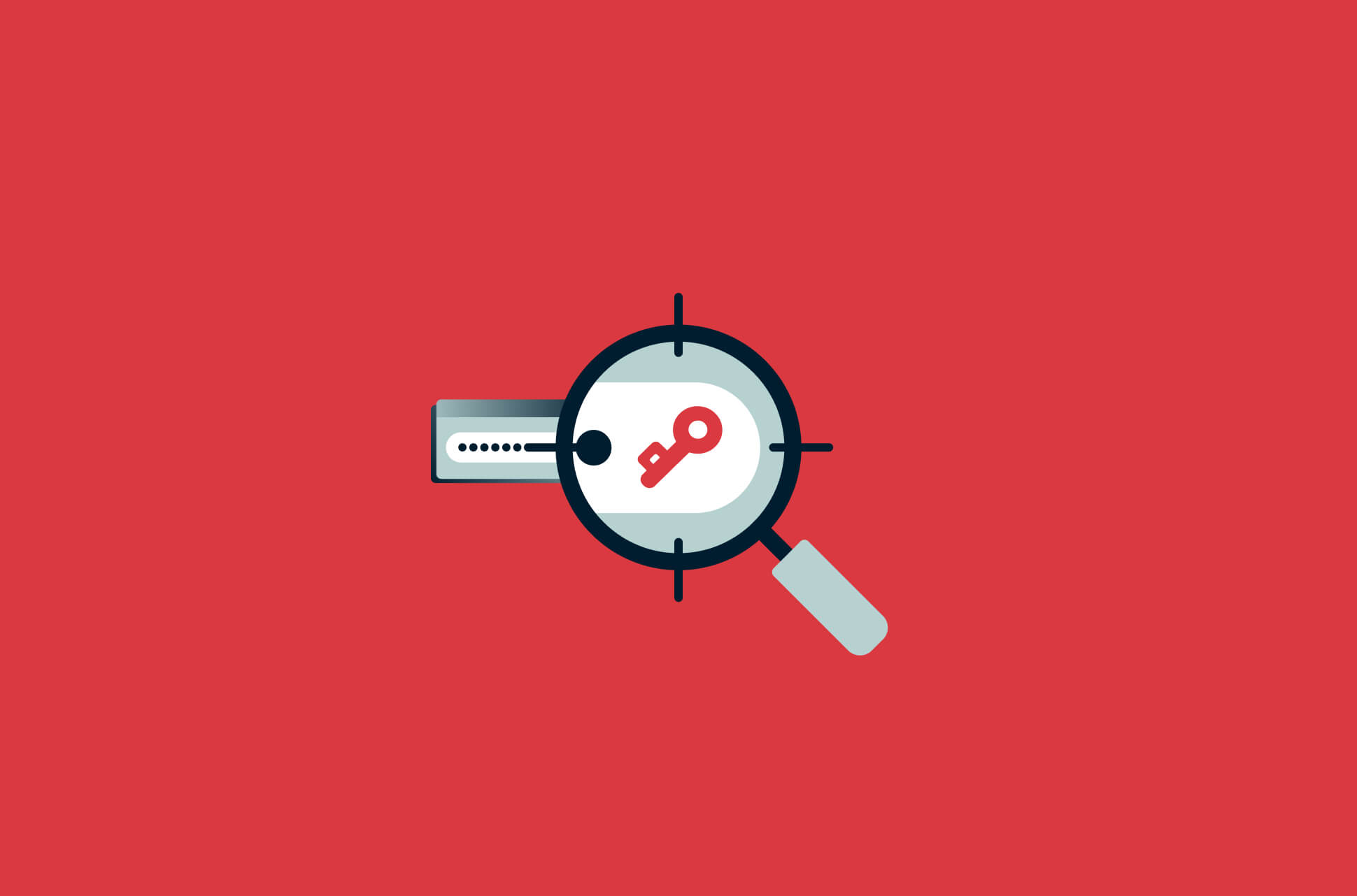 Magnifying glass over ExpressVPN Keys logo.