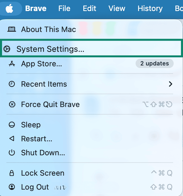 macOS quick menu.