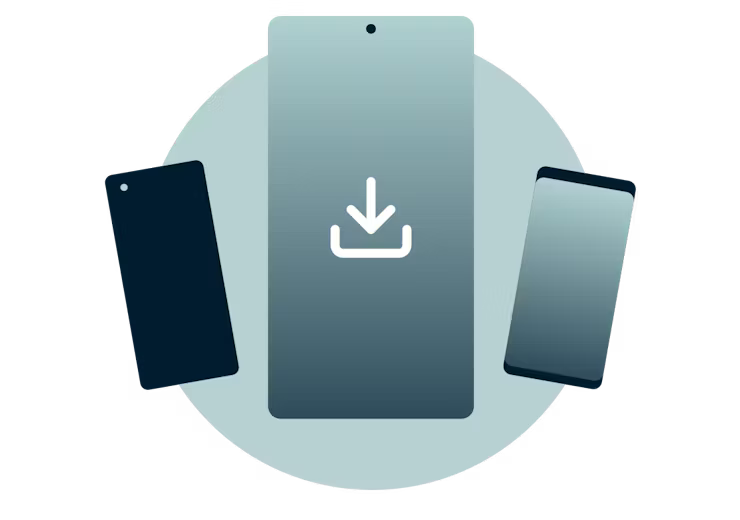 Download the ExpressVPN app for Android. Android devices with a download sign.