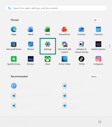 Screenshot of settings option in Windows 11 (2)
