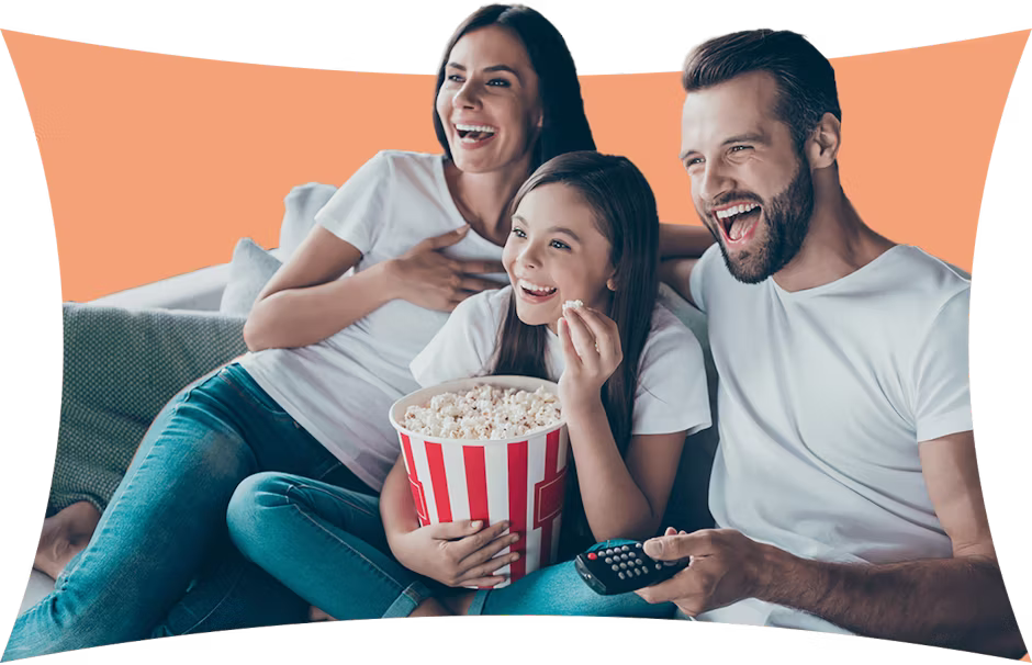 Family streaming a show at home