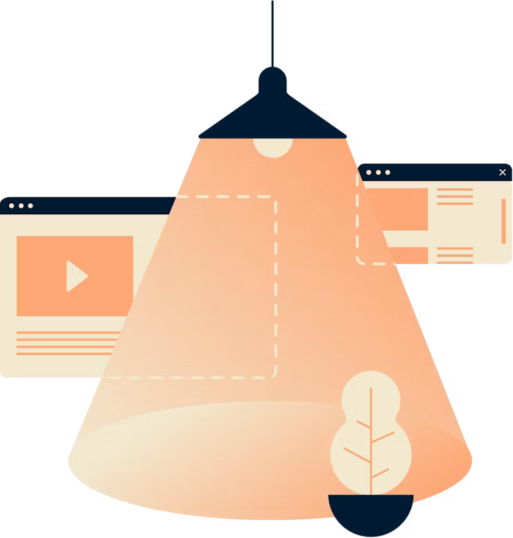Lamp shining on browser windows to make them private.