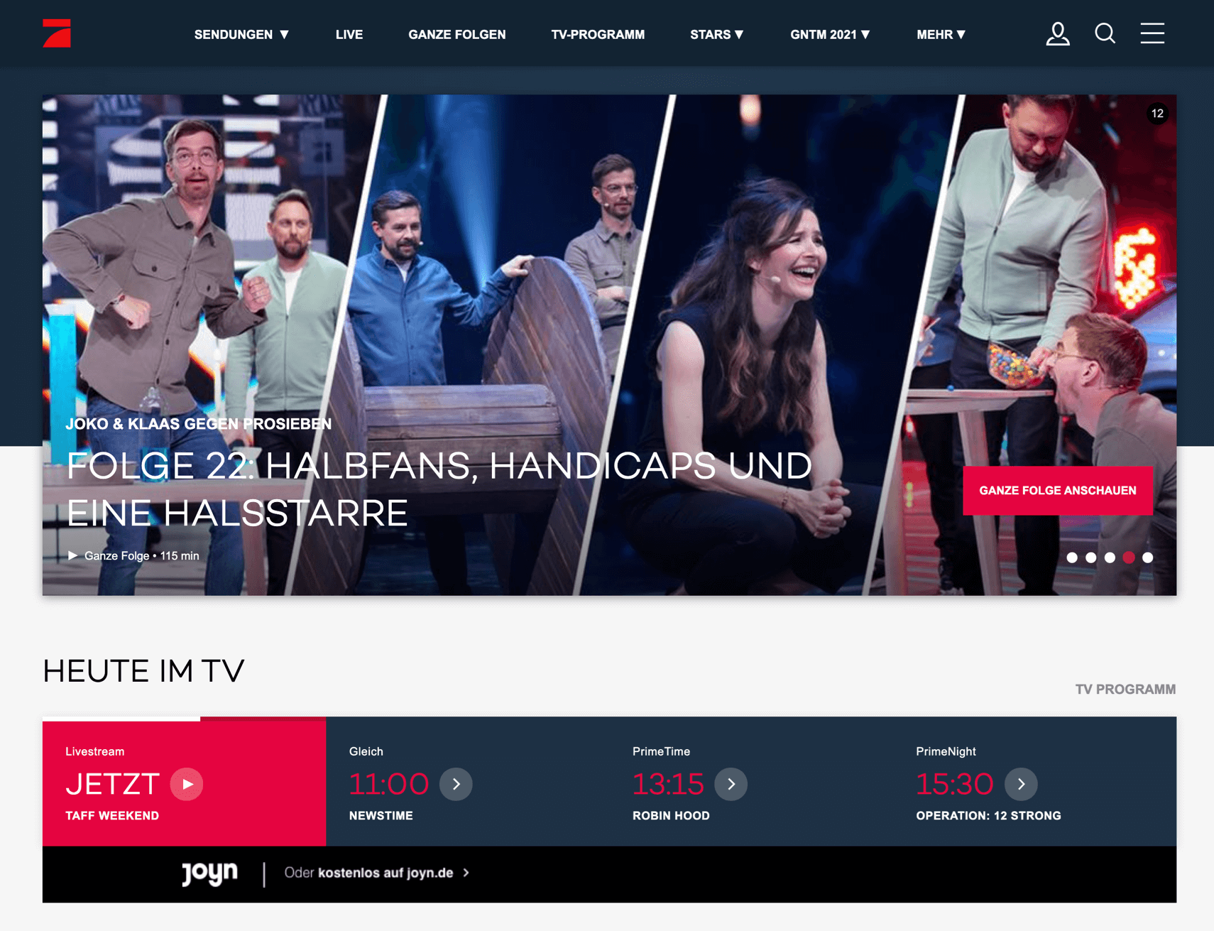 ProSieben on a desktop screen.