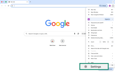 Settings in Google Chrome.