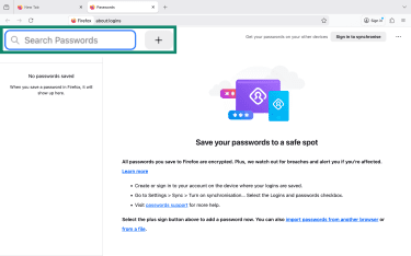 Search saved passwords in Firefox.